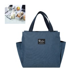 Nricrlus Lunch Bag, Lunch Bag, Round Bag, Thermal, Cold Retention, Office, Picnic, Side Pockets, Portable Food Container, Foldable, Insulated, Convenient to Carry, Large Capacity, Lightweight, Water