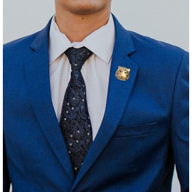 Rhinestone Tiger Head Brooch Pins.Gold Silver Animal Lapel Pin,Charm Lion Coat Collar Brooch for Men Suit Pin (Gold)