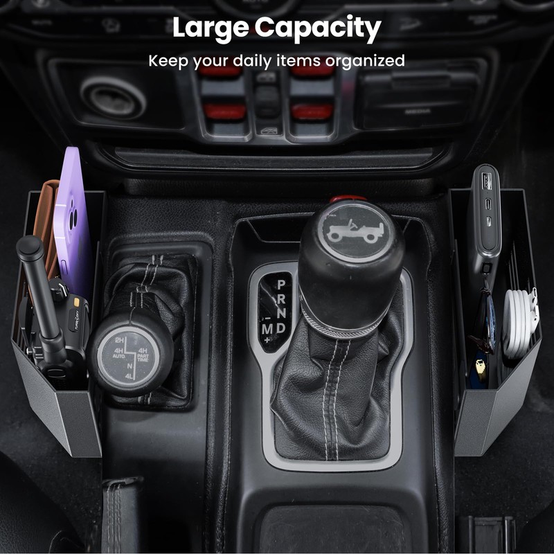 DIAMOOKY Upgraded Metal Magnetic Center Console Organizer for Jeep Wrangler