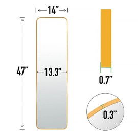 SCWF-GZ 47x14 Mirror Rectangle Full Body Length Door Hanging Wall Mounted Aluminum Alloy Metal Frame Dressing Make-up Mirrors for Entryway Bedroom Bathroom Living Room 47 14 inch Gold