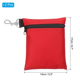 PATIKIL Golf Tea Pouch with Zipper 6.7" x 5.5" Valuables Golf Tea Bag Golf Bag Accessories Clip for Men Women Storage Red