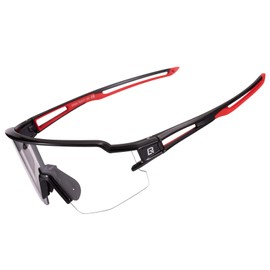 Rockbros Sports Sunglasses, Dimming Sunglasses, Road Bike, Cycling Goggles, Glasses, Transparent, Color Changing Dimming Sunglasses, UV400, For Driving, Bicycle, Eyewear, Golf, Running, red/black