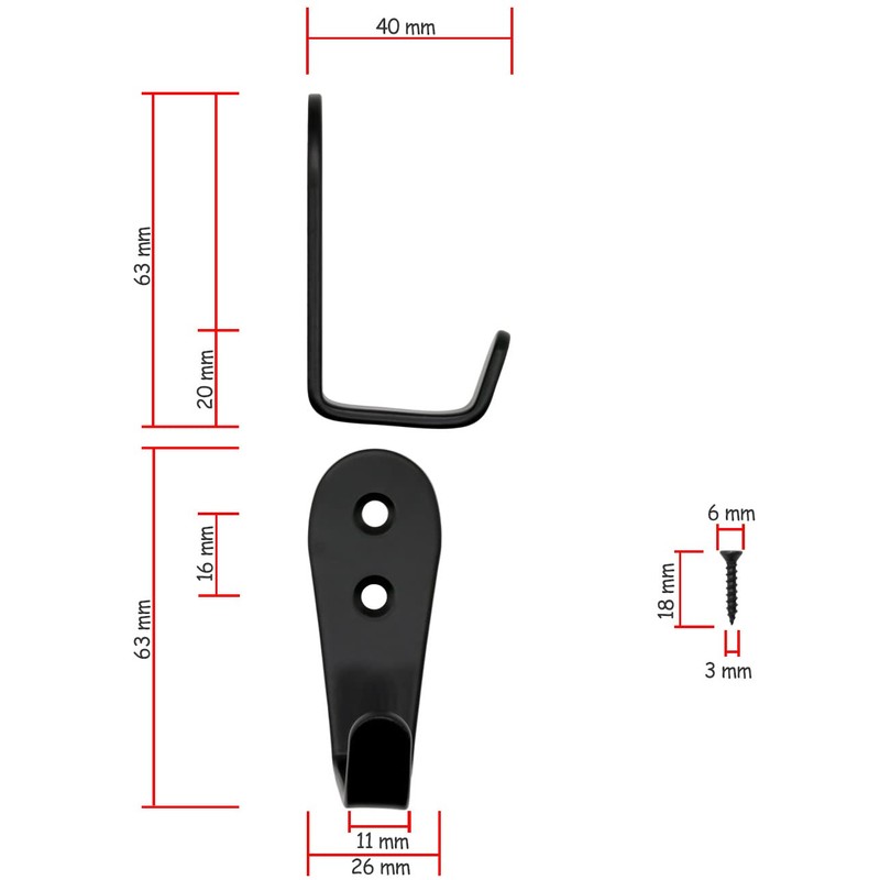 FUXXER® 5 Classic Coat Hooks Clothes Hooks Furniture Hooks Kitchen