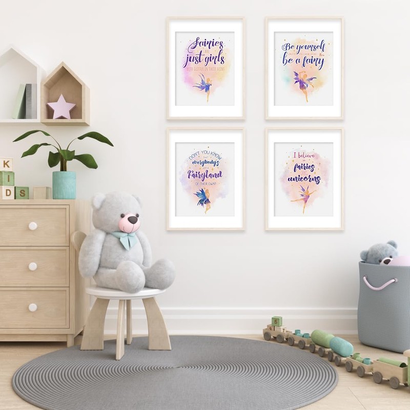 Fairy Quotes Art Prints (Set of 4) - Girls Room