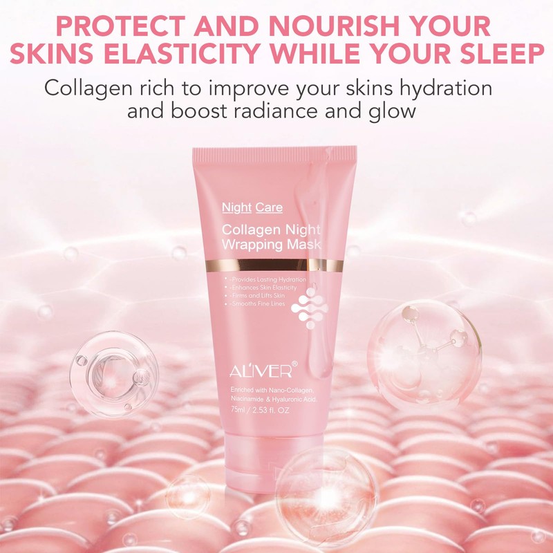 O.SECERT Collagen Overnight Wrapping Peel off Face Mask, Collagen Night