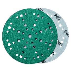 6-Inch Abrasive Sanding Discs 50 Pack 40 Grit Sandpaper, 49-Hole Hook and Loop Film Backing Sanding Discs Compatible with Sanders
