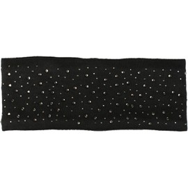 styleBREAKER 04026003 Women's Fine Knit Headband with Rhinestone Studs, Appliqué and Soft Fleece Lining - black