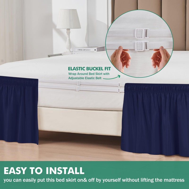 Biscaynebay Wrap Around Bed Skirts with Split Corners for Full