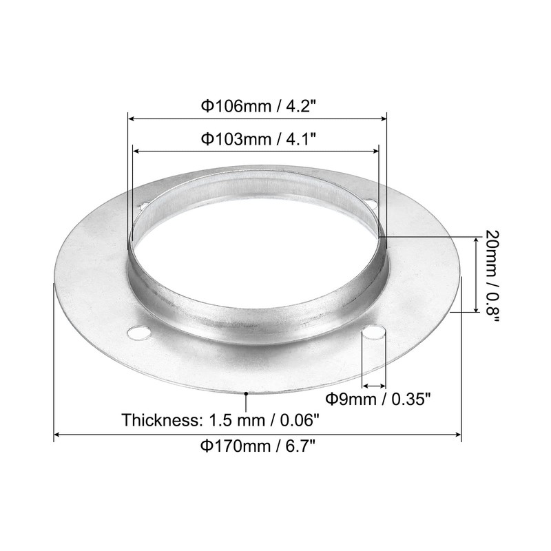 PATIKIL 4" Duct Connector Flange, 2 Pack Metal Straight Pipe