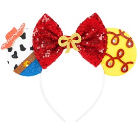 HAMUTH Mouse Ear Headband, Sequin Bow Mouse Ears for kids Boys Girls Adult, Jessie Decorations for Party Trip Parks CospLay Costume Accessories