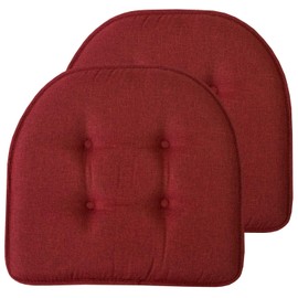 Sweet Home Collection Chair Cushion Memory Foam Pads Tufted Slip Non Skid Rubber Back U-Shaped 17" x 16" Seat Cover, 2 Count (Pack of 1), Wine Burgundy