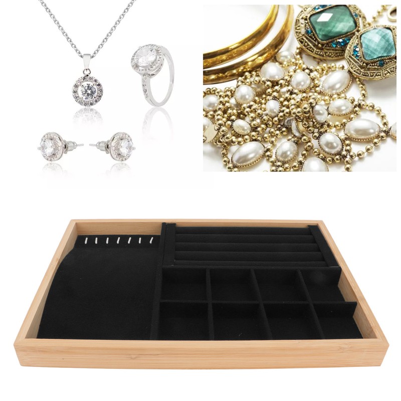Jewelry Drawer Insert Multipurpose Triple Use Jewelry Display Tray for