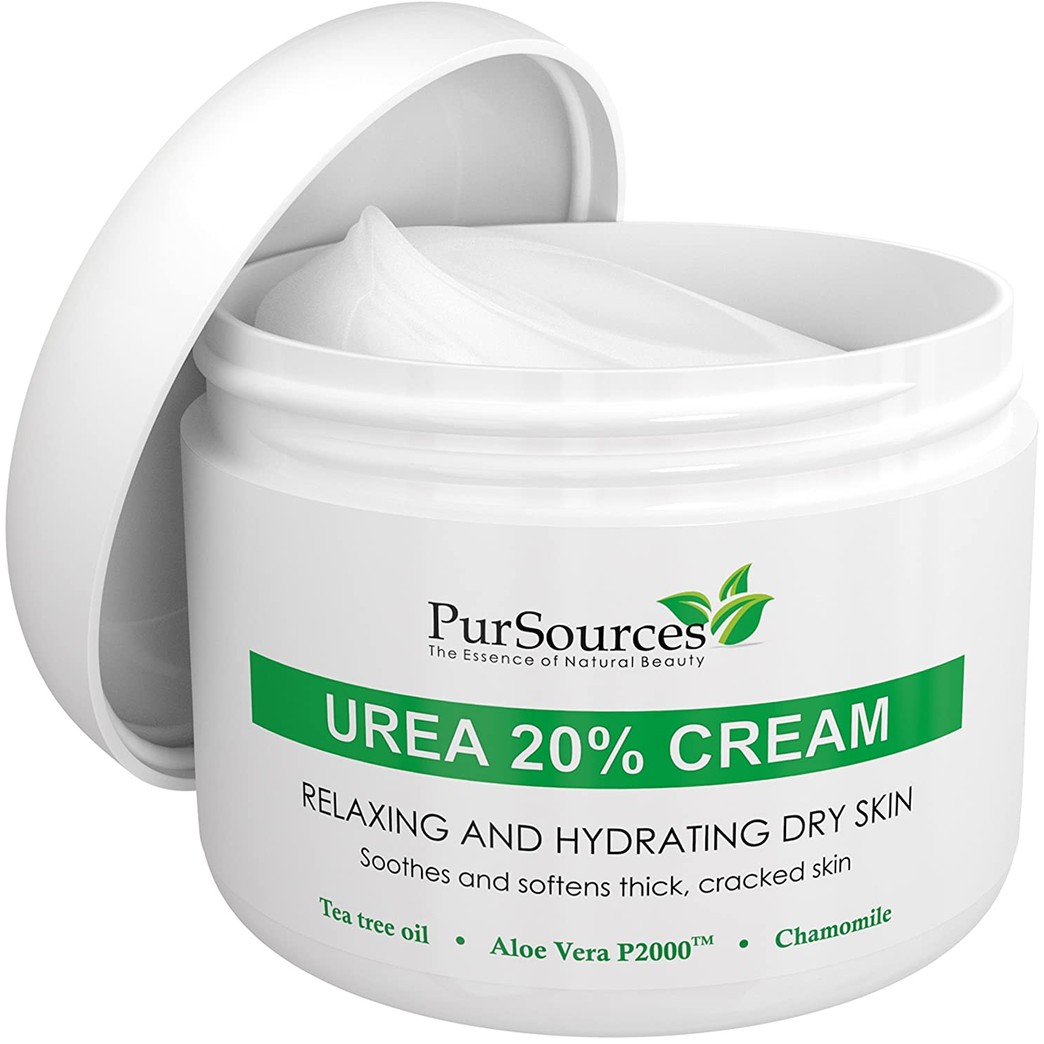 PurSources Urea 20% Healing Cream 4 oz - Best Callus Remover - Moisturizes and Rehydrates Hands, Feet and Knees to a Healthy Appearance - Soothes and Softens Thick, Cracked, Rough Dead and Dry Skin