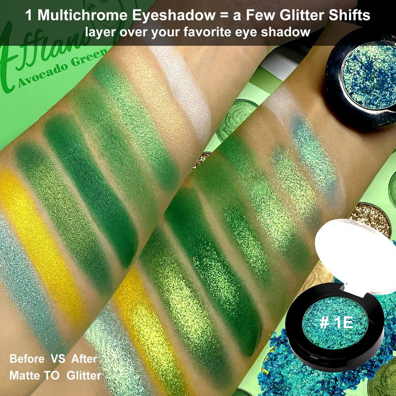 Afflano Single Green Eyeshadow Shimmering Highly Pigmented Multichrome Eyeshadow Green,