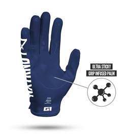 Nxtrnd G1 Pro Men's Football Gloves, Adult Sticky Receiver Gloves (Navy Blue, Medium)