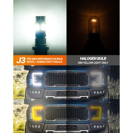 SEALIGHT 7443 7440 LED Bulb Switchback Dual Color (White/Amber), 7444 T20 LED Light With Turbo Fan, Amber For Turn Signal Blinker,White For Daytime Running Light, Anti Hyper Flash (Pack of 2)