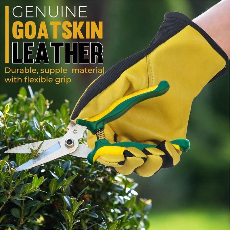 HandLandy Men's Leather Utility Gardening Gloves, Dexterity & Breathable Construction