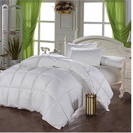 Hard-to-FIND Queen Size, White Comforter Duvet Insert, Exclusive Siliconized Fiberfill, 1000 Thread Count 100% Egyptian Cotton Down Alternative Comforter