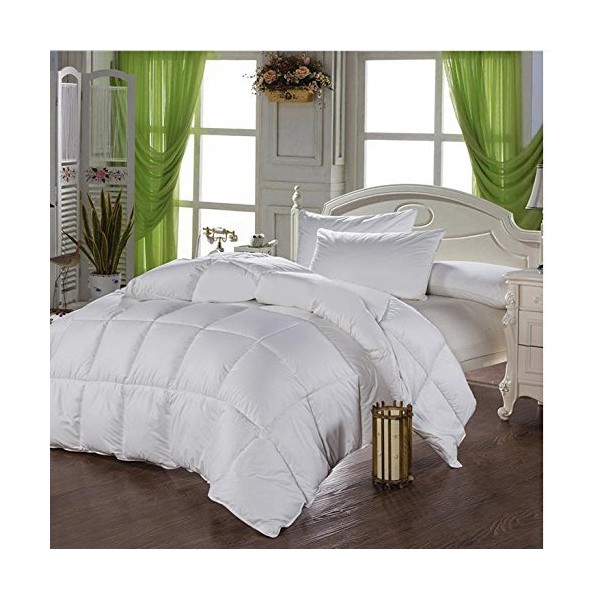 Hard-to-FIND Queen Size, White Comforter Duvet Insert, Exclusive Siliconized Fiberfill, 1000 Thread Count 100% Egyptian Cotton Down Alternative Comforter