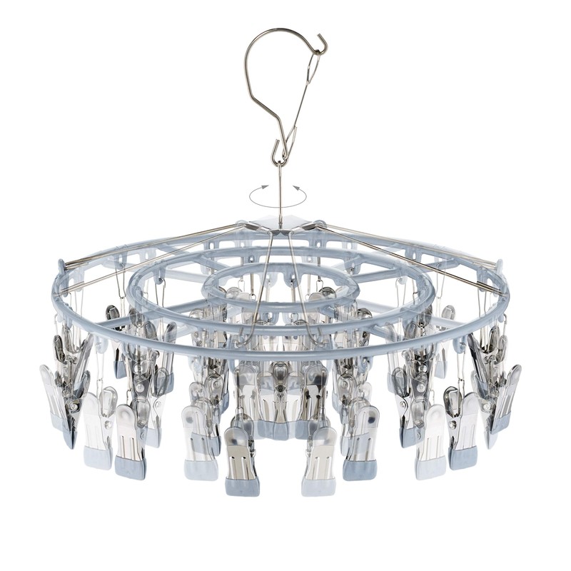 Relaxdays Sock Dryer for Clothes Airer, 24 Clips, Swivel Hooks,
