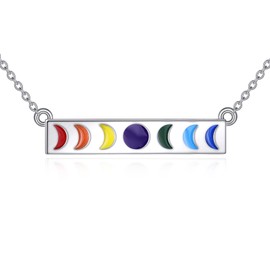 VONALA Moon Phase Necklace Sterling Silver Chakra Pendant Necklace Crescent Moon Jewelry Gifts for Women Girls