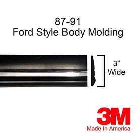 1987-1991 Ford Black Chrome Side Body Trim Molding Rocker Panel F150, F250, F350, Bronco - 3" (Half Roll - 12 ft)