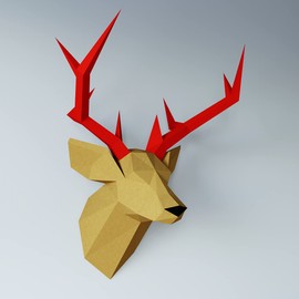 Yona DIY Deer Head Papercraft kit, Abstract Low Poly Animal DIY Kits, Home Decor, 3D Puzzle, Kids Crafts Kits, Gift, Origami 3D, Paper Sculpture, Papercraft Set for Adults Wall Mount Antler Decor