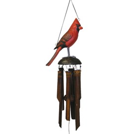 Cohasset Gifts 175CA Cohasset Cardinal Bamboo Wind Chime, Hand Painted Red