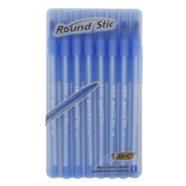 Bic Round Stic Kugelschreiber, Strichstärke, Blau, 8 Stück