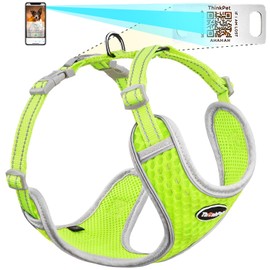 ThinkPet Reflective Breathable Soft Air Mesh with QR Code Dog Tag Puppy Choke Free Over Head Vest Harness for Puppy Small Medium Dogs and Cats Small Yellow
