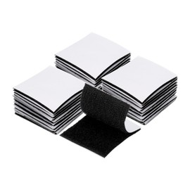 HARFINGTON 24set Hook and Loop Strips with Adhesive 2"x2" Double Sided Hook and Loop Tape Nylon Self Sticky Fastener for Home Office Car, Black