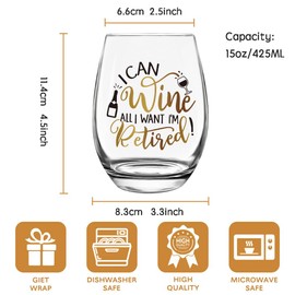 Retirement Wine Glass Gifts for Women Men, Funny Retired Gift for Coworkers, Happy Retirement Gift, Fun Retirement Gift for Boss Manager, I'm Retired Retirement Wine Bag