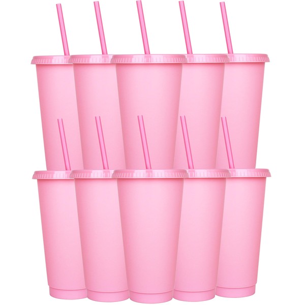 Yisituo 24 oz Reusable Plastic Cups, 10 Pack Cold Cups