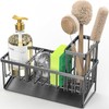 Kitchen Sink Caddy Organizer, Sponge Holder with Brush Storage, Black