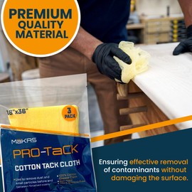 MāKRS 18" x 36" Pro-Tack Tack Cloth, 3-Pack Wood Prep Cloths, Remove and Trap Dust Particles, 100% Cotton, Staining, Varnishing, and Painting, Gentle on Surfaces