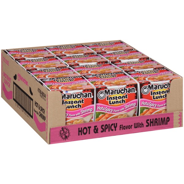 Maruchan Instant Lunch Hot & Spicy Shrimp, 2.25 Oz, Pack of 12