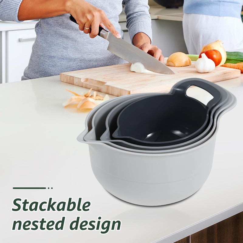 4 Pcs Plastic Mixing Bowl Set, Reusable Plastic Nesting Mixing