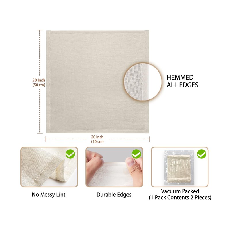 Olicity Cheesecloth, Grade 100, 20x20Inch Hemmed Cheese Cloths Reusable, 100%