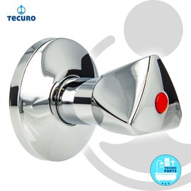 tecuro Tap Top 3/4 Inch with Handle and Rosette for Flush-Mounted Valves - Red