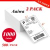 Aaiwa 1000PCS Fanfold Direct Thermal Shipping Labels 4x6 for Zebra