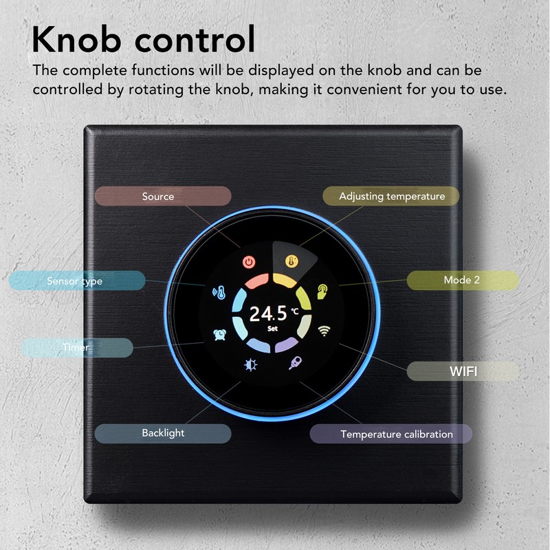 Smart Thermostat Black App Remote Control Timing Energy Saving High