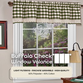 Achim Home Furnishings Buffalo Check Fenstervorhang, Baumwollmischung, Salbei & Elfenbein, 147 cm, 35,6 cm