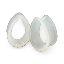 Mystic Metals Body Jewelry Pair of Clear Silicone Teardrop Tunnels plugs gauges (1" (25mm))