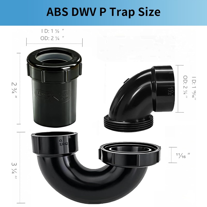 Lesso ABS Adjustable P Trap1 1/2 Inch for RV Drain