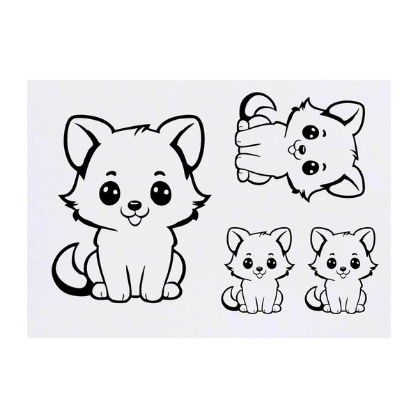 4 x 'Adorable Puppy Kawaii Style' Temporary Tattoos - Water