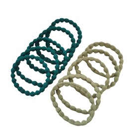 Kawlxpp 3X Stronger Hair Ties - 10-Pack Damage-Free Elastics for All Hair Types, Workouts & Daily Use | Non-Snap, Retain Shape (Lt Green&Teal, Medium)