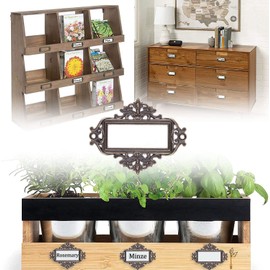 10Pcs Bronze Label Holders Antique Label Frame Metal Label Business Card Frame Drawer Cabinet Card Holder Tag for Drawers Filing Cabinets (Type A, 55x43mm)