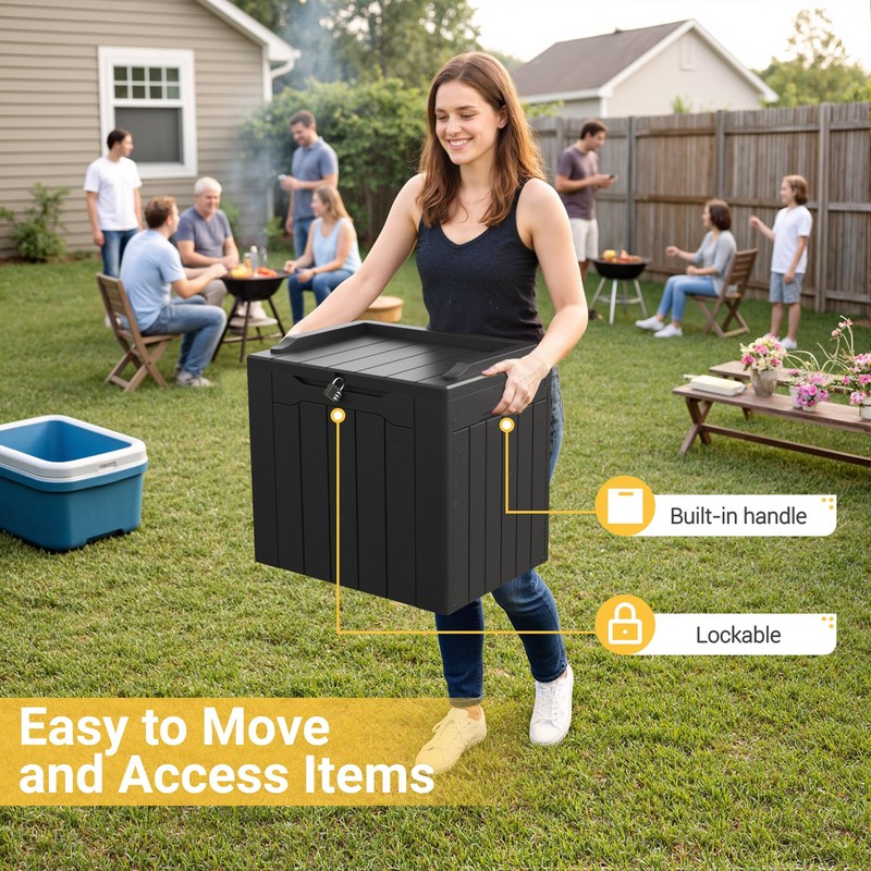 Greesum Outdoor Storage Box 31 Gallon Storage Box with Lid