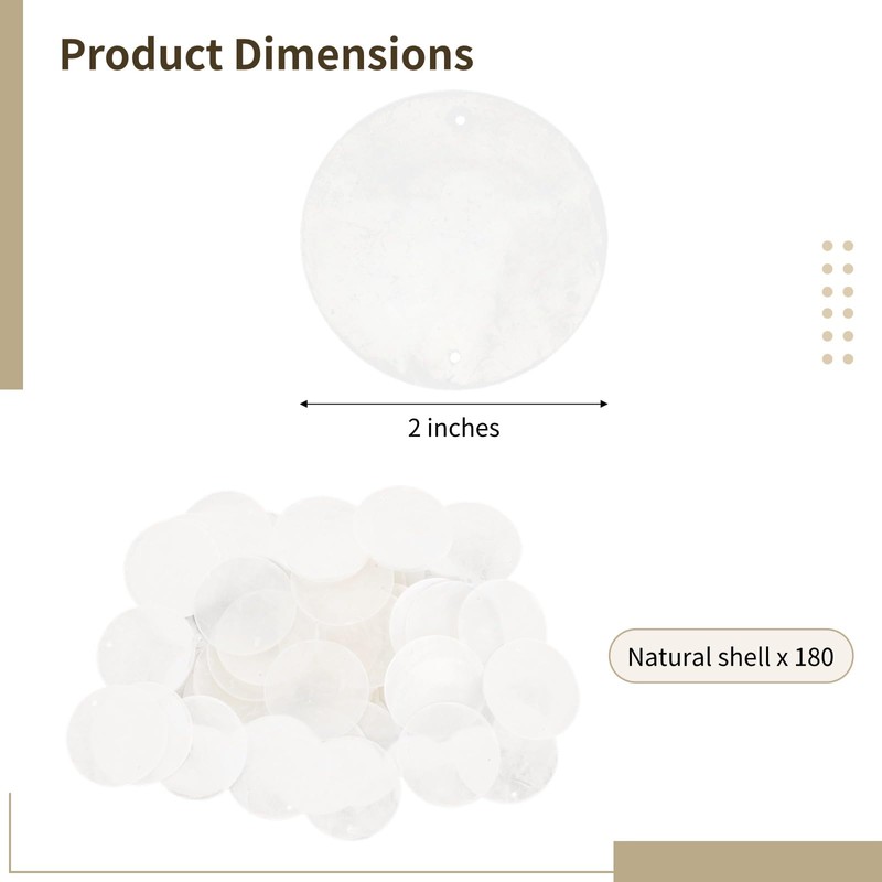 2 Inch Capiz Shells, 180 Pcs Round Natural Shells, Round