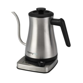 PantryPro Gooseneck Electric Kettle with Temperature Control, 34oz/1.0L Rapid Boil, Stainless Steel Interior, Auto Shut-Off, 1500W, Boil-Dry Protection, LED Indicator - Steel